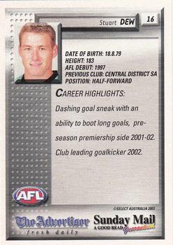 2003 Select The Advertiser-Sunday Mail AFL #16 Stuart Dew Back